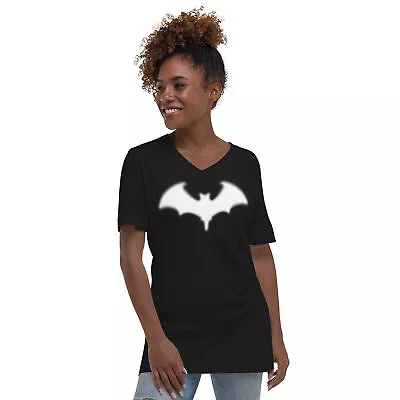 Buy Blurry Bat Halloween Goth Unisex Short Sleeve V-Neck T-Shirt • 27.60£