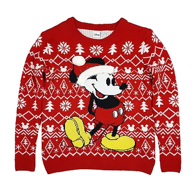 Buy Disney Primark S UK 6-8 Mickey Mouse Christmas Jumper Women's Knit Red Xmas • 16.99£