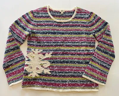 Buy J Jill XSmall Bright Stripes Snowflake Christmas Sweater  • 9.65£