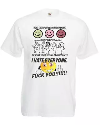 Buy Unisex White I Hate Everyone Colour Size Sexuality Equality T-Shirt • 12.95£