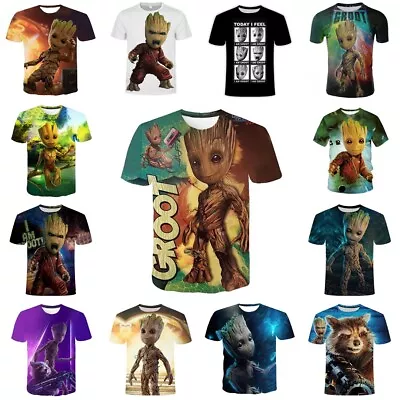 Buy Kids 3D Guardians Of The Galaxy I Am Groot Short Sleeve T-Shirt Tee Top Gift UK • 6.96£