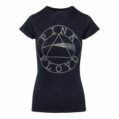 Buy Ladies Dark Side Of The Moon Diamante Black Fitted T-Shirt - Womens Rock Music • 12.95£