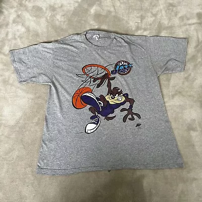 Buy Vintage Utah Jazz Basketball Looney Toons Taz Tasmanian Devil NBA T Shirt 1997 • 49.99£