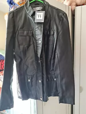 Buy Ladies Size 12 Black Leather Look Jacket - BNWT  • 14£