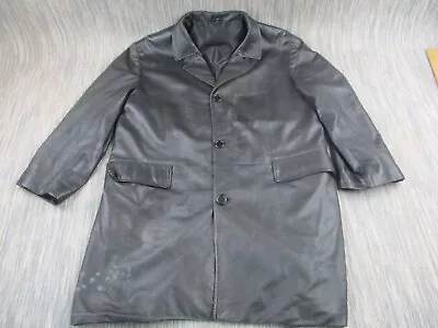 Buy Moschino Long Leather Jacket Mens 52 Large 100% Leather Black Matrix +HOLE+ • 39.77£