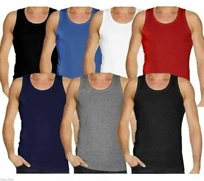 Buy Men Plain Vest 100% Cotton Tank Top Summer Gym Sleeveless T Shirt S-5xl • 4.99£