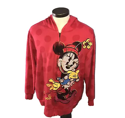 Buy Disney  Hoodie Womens XXXL 3XL Red Minnie Mouse Graphic Zip Up • 20.66£
