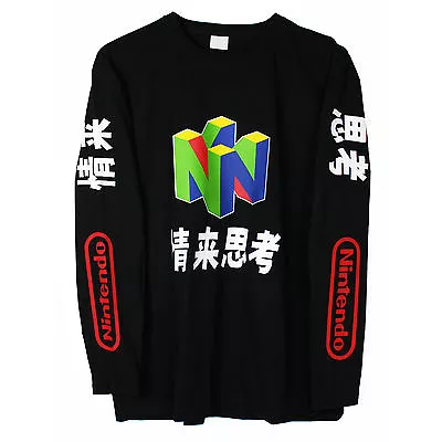 Buy Nintendo N64 Long Sleeve T Shirt Top Vaporwave Japanese NEW • 19.99£