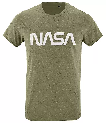 Buy NASA T-shirt With Retro NASA Worm Logo. Printed On High Quality Khaki T-Shirt • 9.95£