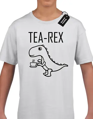 Buy Tea Rex Kids Childrens T-shirt Top Funny Cute Cartoon Design Top Boys Girls • 7.99£