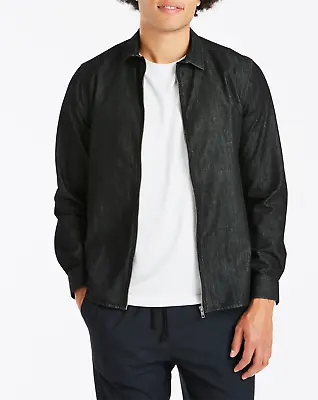 Buy Jacamo Men's Denim Jacket Zip Front Over Shirt Long Logo Top - Black - New • 19.99£
