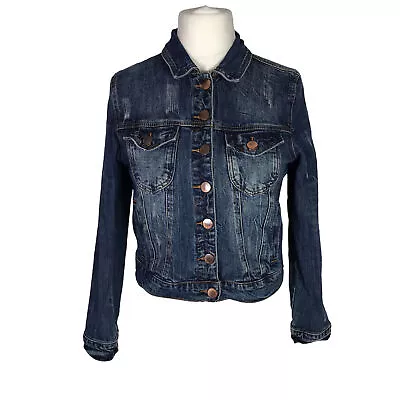 Buy Ashley Mason Ladies Denim Jacket Blue Size Medium Trucker Coat Casual Button Up • 16.95£