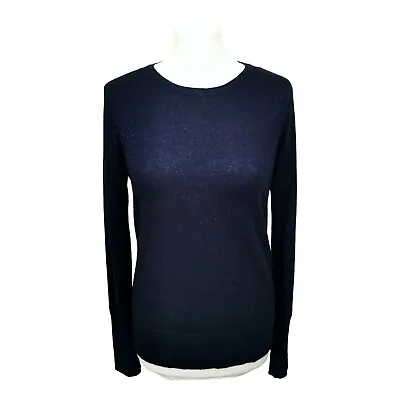Buy Blue Glitter Jumper Top Size M 12 14 Navy Sparkle Stretch Wool Blend Knit H&M • 13£