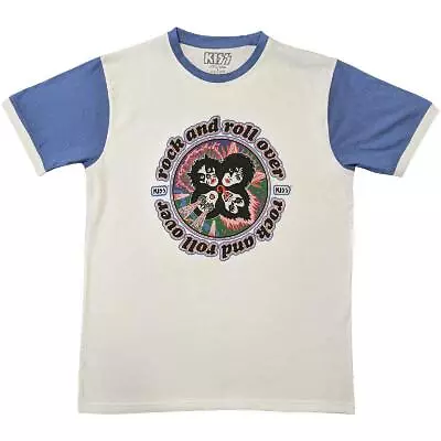Buy Kiss 'Rock And Roll Over' Purple / White Ringer T Shirt - NEW • 15.49£