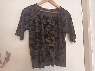 Buy New Look Black Floral Velvet Semi Sheer Oversize Short Sleeve Top In Size 6 • 5.99£