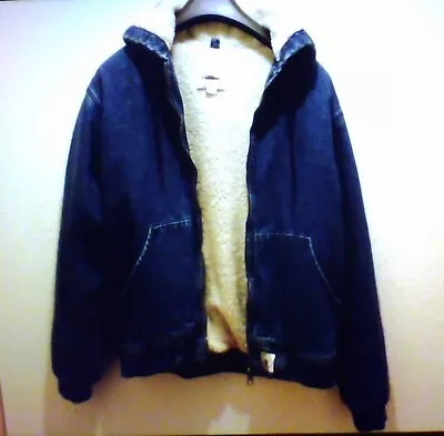 Buy Mens Pull & Bear Denim Hooded Jacket With Fleece Style Lining, Medium, New Other • 15£