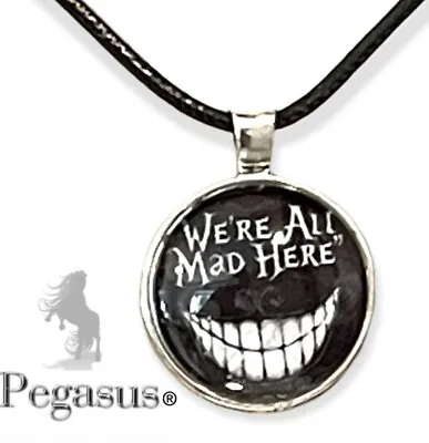 Buy ALICE IN WONDERLAND , We’re All Mad Here,  Glass Cabochon Necklace • 7.99£