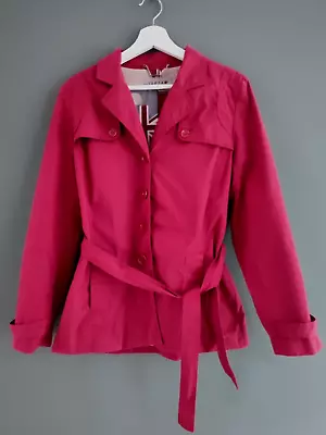 Buy Jigsaw Deep Red Flag & Lions Lining Trench Style Coat Jacket UK 14 Pls Read Desc • 19£