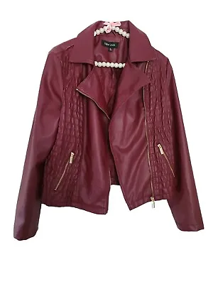 Buy New Look Burgundy Women's Faux Leather Moto Jacket Size Large • 23.62£