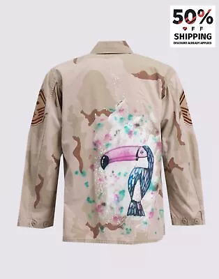 Buy NEILL KATTER Military Jacket Size M Green Print Camouflage Long Sleeves • 24.99£
