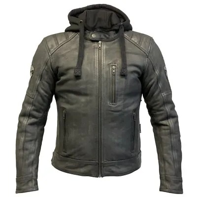 Buy Frank Thomas Mustang Tumbled Leather Motorcycle Jacket Black • 249.99£