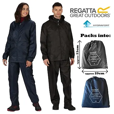 Buy Regatta  Packaway Jacket + Trousers Waterproof  Windproof Black Or Navy • 22.99£