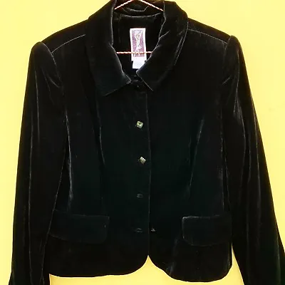 Buy ZELDA Vintage Velvet Silk Blazer Jacket Black 8 Outerwear Vtg • 90.67£