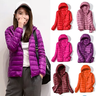 Buy Women Duck Down Coat Solid Winter Warm Jacket Slim Fit Hooded Outwear Plus Size • 21.31£
