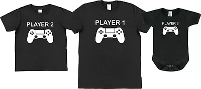 Buy Player 1 2 Or 3 T-Shirt Babygrow Vest Father Son Funny Gift Gamer Gaming Tee Top • 15.95£