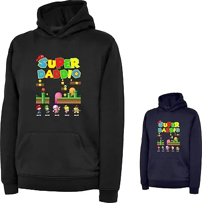 Buy Personalised Super Daddio Father's Day Hoodie Super Mario Grandpa Dad Gift Top • 22.99£