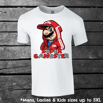 Buy Super Mario  Super Gangster  T-shirt Funny Mens Ladies Kids Gift Birthday • 10.95£