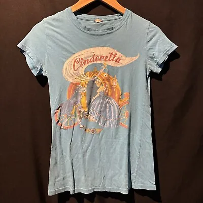 Buy Cinderella T-Shirt Womens Sz S Blue Pumpkin Don't Be Late Fairy • 6.76£