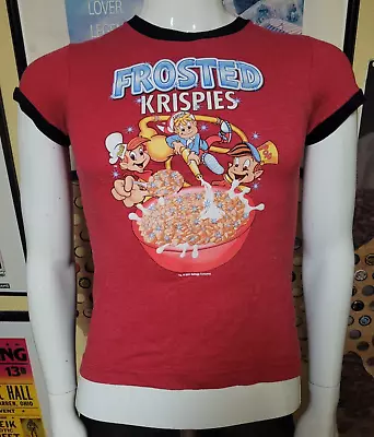 Buy VTG Y2K Womens Girls Jrs Medium Frosted Rice Krispies Cereal Ringer T Shirt • 23.67£