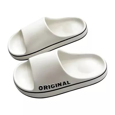Buy Slippers Solid Color Beach Slides - Summer Couple Sandals Mens Thick Sole Indoo • 8.99£