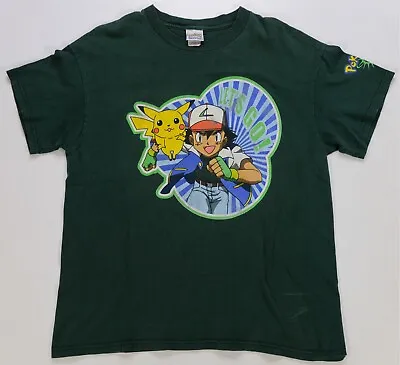 Buy Rare Vintage NINTENDO Pokemon Ash Ketchum Pikachu Let’s Go T Shirt 90s Youth XL • 78.74£