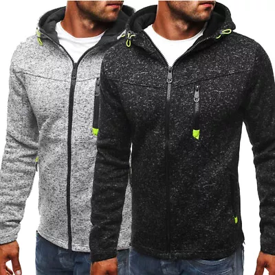 Buy Men Casual Zip Up Hoodie Jacket Coat Tops  Sweatshirt With Pocket Fleece Gym New • 9.89£