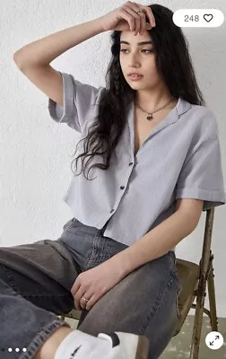 Buy Urban Outfitters Grey Gracie Dobby Shirt Size S/UK8-10 RRP £32 • 14.99£