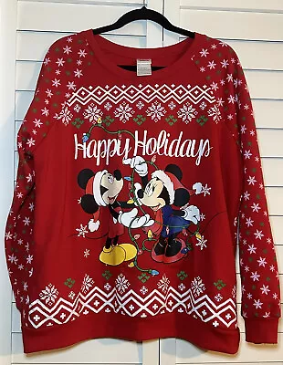 Buy Disney Christmas Sweater Fleece Pullover With Actual Lights XXL • 1.60£