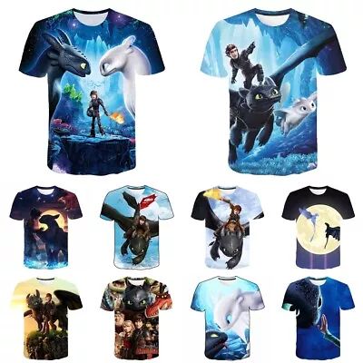 Buy Kids Adult 3D How To Train Your Dragon Casual Short Sleeve T-Shirt Tee Top Gift • 7.59£