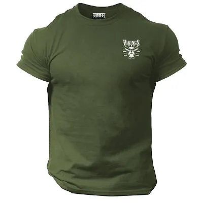 Buy Axes & Beard T Shirt Pocket Gym Clothing Bodybuilding Vikings Valhalla Odin Top • 11.99£