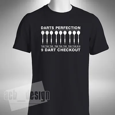 Buy Darts T-Shirt 9 Dart Checkout Taylor Van Gerwen Anderson Lewis Small To 5XL • 10.49£