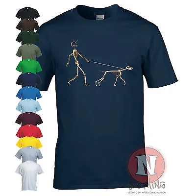 Buy SKELETON DOG WALKER Canine Doggy Funny Urban Art Banksy Style T-shirt • 13.99£