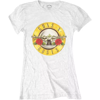 Buy Ladies Guns N' Roses White Classic Bullet Logo Official Tee T-Shirt Womens • 15.99£