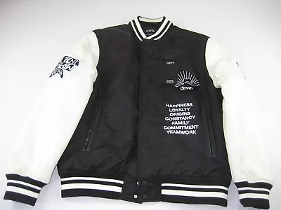 Buy Zara Mens Varsity Jacket Black And White With Patches And Lettering EU Large VGC • 44.99£