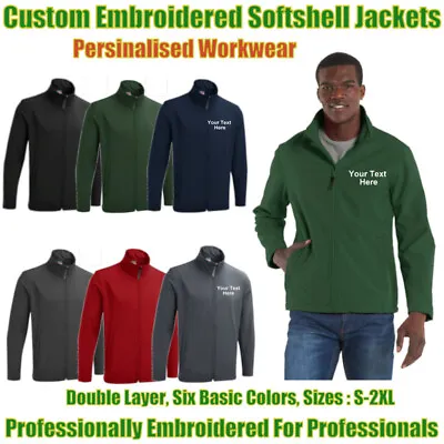 Buy Custom Embroidered Personalised Softshell Jackets Workwear Unisex TEXT / LOGO • 22.99£