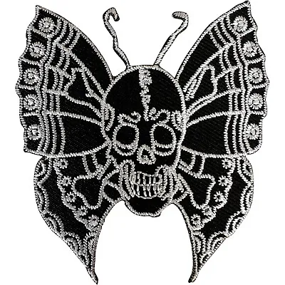 Buy Black Skull Butterfly Patch Iron Sew On Shirt Jean Jacket Goth Embroidered Badge • 2.79£