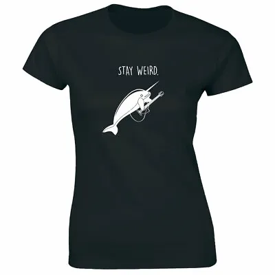 Buy Stay Weird With Narwhale Playing The Guitar T-Shirt For Women • 14.64£