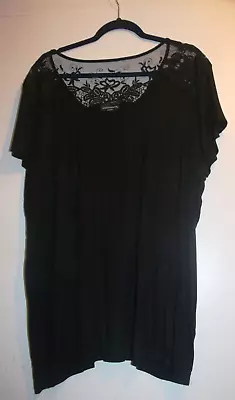 Buy Antthony Studio Size 3xlarge 52  Bust Black T-shirt Topwith Lace Detail • 4.99£