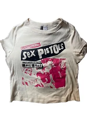 Buy H&M Sex Pistols Pink Y2k Baby Tee Cropped Summer • 15£