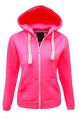 Buy Womens Fleece PLAIN ZIP HOODIE Plus Size Zipper Sweatshirt Jacket Small-8XL 8-30 • 8.95£